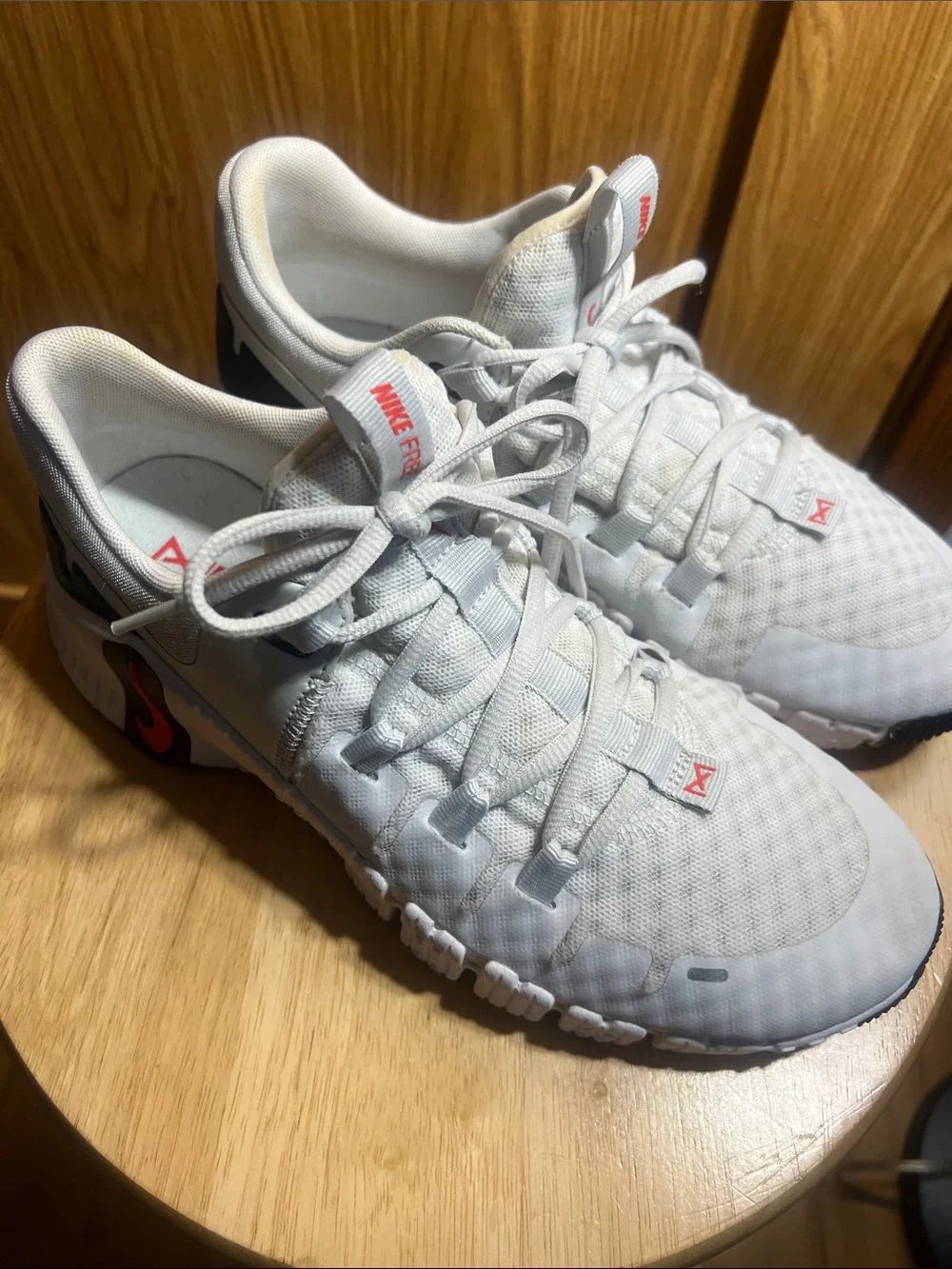 Nike Women's Light Gray and White Training Sneakers